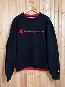 Champion Heavyweight Sweatshirt Embroidered Black Red Spellout accents Sz L